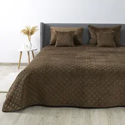 Покривало ТЕП велюрове Velour 150x210 см коричневе Ромб круглий