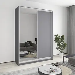 Шафа-купе дводверна MebelStar Комбо AL ДСП/Дзеркало 170x60x240 см Антрацит (MBS-4130)