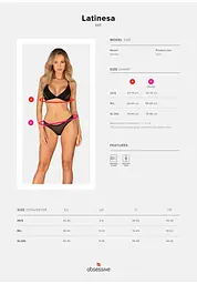 Комплект еротичної білизни Obsessive Latinesa XS/S чорний - мініатюра 5