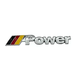 Емблема напис Power хром+жовтий 138х23мм метал (на скотчі)