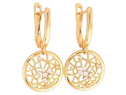 Сережки Xuping англійська застібка Позолота 18K "Круглі підвіски з кристалами" арт.307176