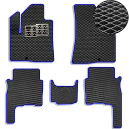 Килимки в салон EVA для Hyundai Santa Fe 2006-2010 (Доресталінг) з підп'ятником Чорно-Синій кант 5 шт
