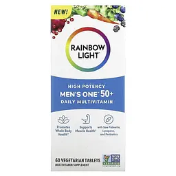 Мультивітаміни для чоловіків Rainbow Light Men's One 50+ High potency 60 вегетаріанських пігулок - мініатюра 2