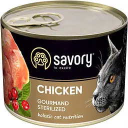 Вологий корм Savory для стерилізованих котів з куркою 200 г