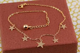 Браслет Xuping Jewelry на ногу п'ять зірок 23 см 1 мм добавка ланцюга 3 см золотистий