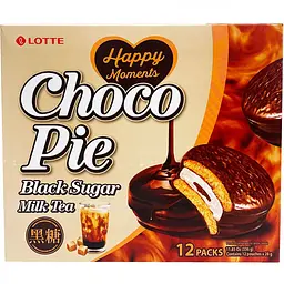 Тістечко шоколадне Choco Pie Black Sugar Milk Tea LOTTE 336г