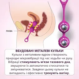 Вагінальна кулька I’MCUM Sweet Hear Подвійна Для тренування мʼязів тазового дна Фіолетова (IM-KGE202) - мініатюра 6
