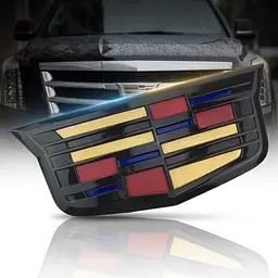 Емблема передня Cadillac чорна+ кольорова вставка 210х90мм пластик (на защіпках) - мініатюра 5