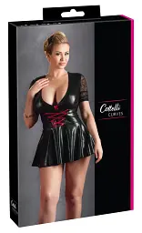 Міні-сукня Cottelli Collection Vinyl Lack Wetlook Latex XL чорний - мініатюра 6