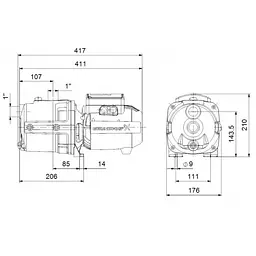 Поверхневий насос Grundfos JPA 4-54 (98946092) - мініатюра 2
