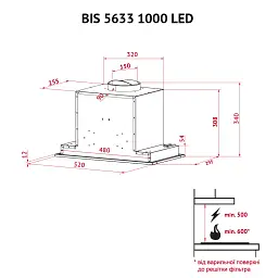Витяжка повновбудована Perfelli BIS 5633 I 1000 LED - мініатюра 11
