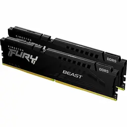 Пам'ять 16Gb x 2 (32Gb Kit) DDR5, 5200MHz, Kingston Fury Beast, Black, 40-40-40, 1.25V, з радіатором (KF552C40BBK2-32)