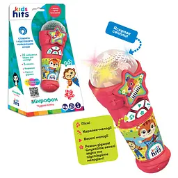 Музичний мікрофон Kids Hits для караоке зі світловими ефектами, рожевий (KH16/004)