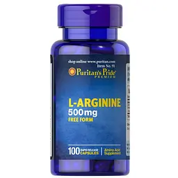 Амінокислота L-Arginine 500 mg, 100 капсул Puritan's Pride fit0019066 - мініатюра 1