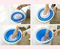 Туристична ультразвукова портативна міні пральна машинка Turbine Wash Ultrasonic + відро (1857390621) - мініатюра 3