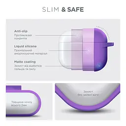 Силіконовий чохол для навушників Apple AirPods 3, Hang Case, фіолетовий, ультратонкий захисний кейс товщиною 2 мм, захист від подряпин, пилу та ударів, компактний, з карабіном для кріплення, ArmorStandart (ARM60317) - мініатюра 3