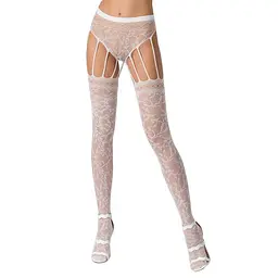 Еротичні колготки-бодістокінг Passion S003 white S-L - мініатюра 1