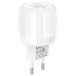 МЗП Borofone BA94A Lustrous PD30W+QC3.0 (1USB-A/1C) White - мініатюра 2