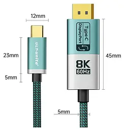 Кабель Ult Type-C to Display Port двонаправлений DP v1.4 4K 240Hz 8K 60Hz 1 метр - мініатюра 5