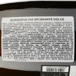 Ігристе вино Borgofulvia Spumante Bianco dolce, біле, напівсолодке, 9,5%, 0,75 л - мініатюра 3