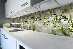 Кухонний фартух Біла Сакура вінілова наклейка квітучі гілки вишні Зелений 60х300 см Happy Pocket Z180687