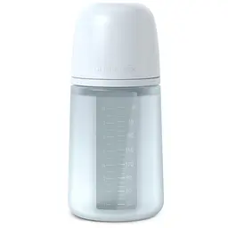 Пляшечка силіконова Suavinex Colour Essence фізіологічна соска повільний потік 240 мл світло-блакитна (308653)