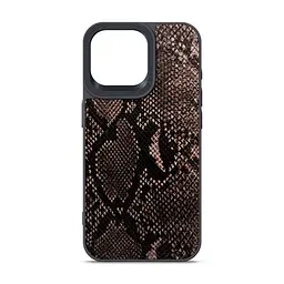 Кожаный чехол для Apple iPhone 15 Pro Max, Harder Genuine Snake, черный, термополиуретан ТПУ + экокожа с имитацией змеиной кожи, панель, защита корпуса, противоударный, микрофибра, рамка вокруг камеры, защита всего корпуса, (ARM76786)