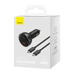 Автомобільний зарядний пристрій Baseus Digital Display PD3.1 Dual Fast Charger Car Charger USB+Type-C 140W Set CGZX070001 Black - мініатюра 8