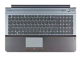 Клавіатура для ноутбука Samsung (RC510) Чорна, (Сіра верхня частина) - мініатюра 2