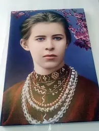 Інтер'єрна картина Леся Українка та яблуневий цвіт, Україна, історія, видатні письменники, 60×43 см (id0563) - мініатюра 4