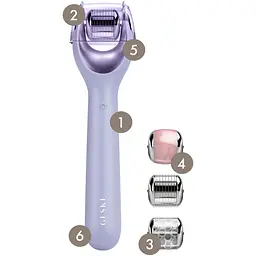 Електронний ролик для обличчя з мікроголками GESKE MicroNeedle Face Roller 9 в 1 фіолетовий - мініатюра 4