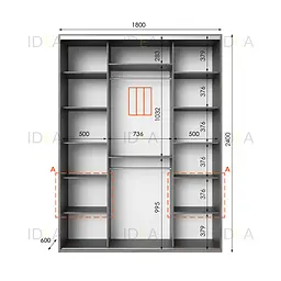 Шафа-купе Idea серія 3 180 x 60 x 240 см Венге темний - мініатюра 2
