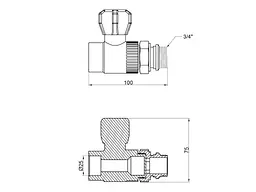 Кран PPR радіат. Прямий Thermo Alliance 3/4" 25мм 25×3/4"З для радіаторів (DSW429) - мініатюра 2
