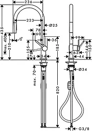 Змішувач Hansgrohe Talis M54 210 2jet кухонний з витяжним виливом Matt Black 72800670 Чорний матовий - мініатюра 3