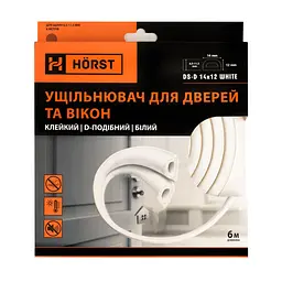 Ущільнювач для дверей клейкий D-подібний 6 м HORST білий (DS-D 14x12 WHITE) - мініатюра 10