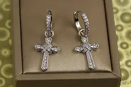 Сережки підвіски Xuping Jewelry хрестики плетені 3 см сріблясті