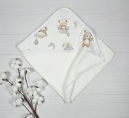 Дитячий рушничок-куточок 80х80 a.l.babybox Ведмедикова казка Білий