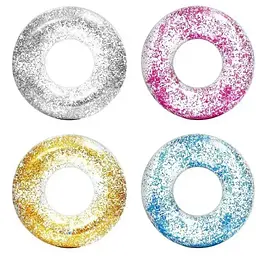 Прозорий надувний круг для плавання з блискітками 90 см - мініатюра 2