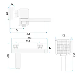 Змішувач для ванни Rea Arlo nickel brushed REA-B4582 - мініатюра 5