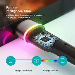 Дата кабель USB 2.0 AM to USB-C 2.0m 3A LED black Essager (EXCT-XCDA01) - мініатюра 7