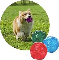 М'ячик для собак, що світиться Diamond Shape Elastic Squeaky Dog Ball з пищалкою - мініатюра 5