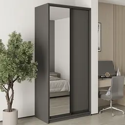 Шафа-купе дводверна MebelStar Стандарт BG ДСП/Дзеркало 110x45x240 см Антрацит (MBS-10121)