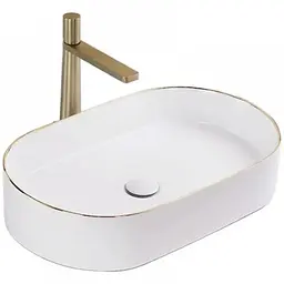 Умивальник Rea Nadia 61x38,5 white-gold (REA-U1063), Матова