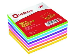 Блок для нотаток Optima з клейким шаром 50х50мм 250арк. неон мікс