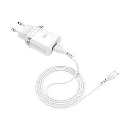 Сітчасте зарядне пристрій з кабелем HOCO C12Q Smart QC3.0 charger set(Micro) 18W білий - мініатюра 2