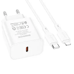 Зарядний пристрій (блок із кабелем) Borofone BA71A Type-C to Lightning Power 1 Type-C 20 W білий
