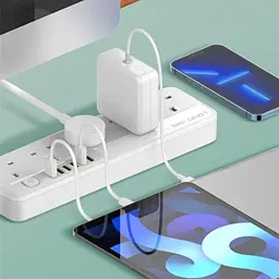 Мережевий зарядний пристрій подовжувач Ldnio SC5614 6 USB 5 розеток 2m білий - мініатюра 2