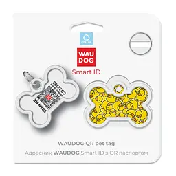 Адресник для собак і котів Waudog Smart ID з QR паспортом, Качки, L, 40х28 мм - мініатюра 5