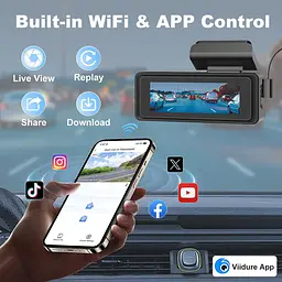 Відеореєстратор спереду та ззаду 4k+1080P, CHORTAU WiFi Dual Dash Cam з додатком, 2,99-м' IPS відеореєстратор для автомобілів - мініатюра 3