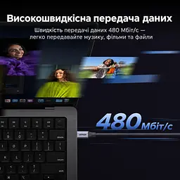 Кабель UGREEN L537 USB-C - USB-C PD 240 Вт 0,5 м сірий (85529) - мініатюра 6